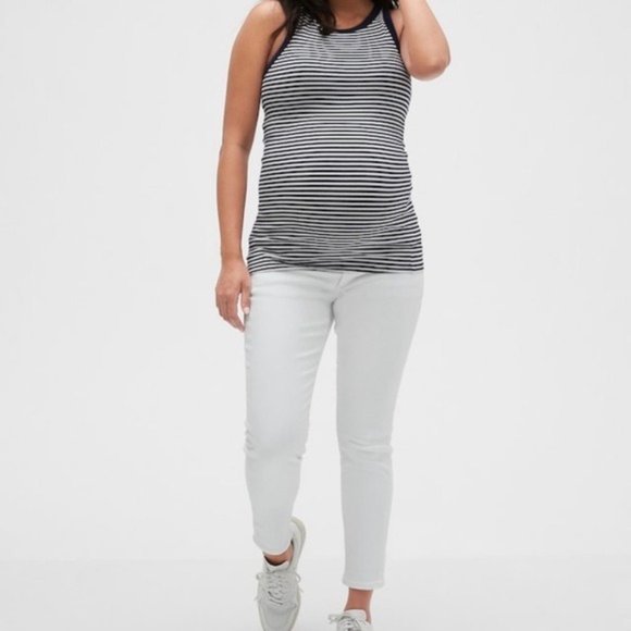 NWT Gap Maternity Off White Demi Panel True Skinny Stretch Denim Jeans Size 30 - Picture 4 of 4